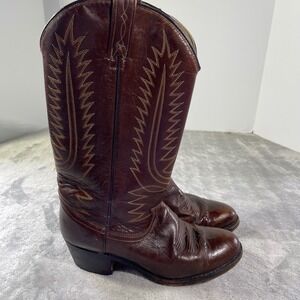Dan Post Boots Womens Size 7.5C Brown Leather Western Stitch Festival Riding